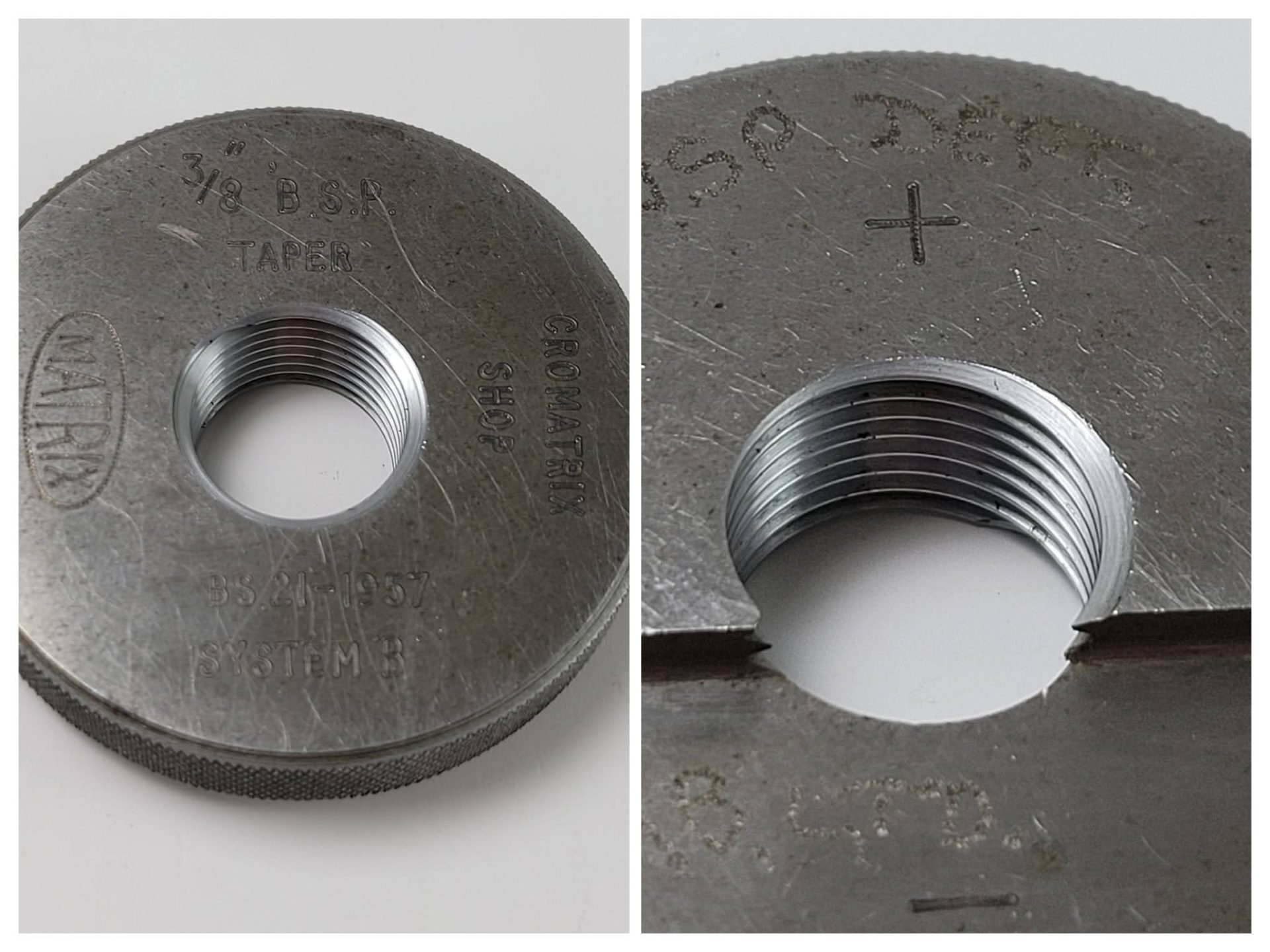 3/8" x 19 BSPT Go Thread Ring Gauge Used Sheffield Tooling Company